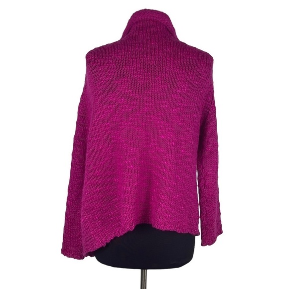 SIGRID OLSEN SO BLUE CHUNKY KNIT WOOL BLEND OPEN FRONT CARDIGAN SWEATER - Picture 4 of 13